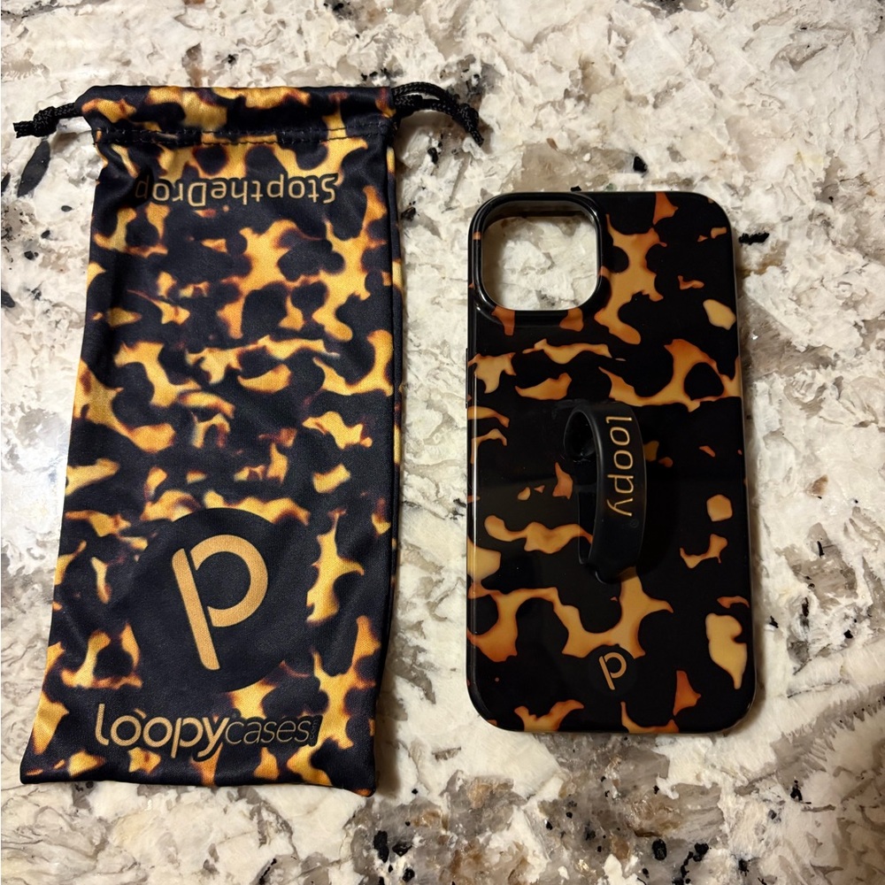 iPhone 13 Loopy Case Tortoise Phone Case with Loop